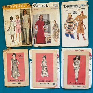Lot of 6 Vintage 70s Sewing Patterns Bust 38